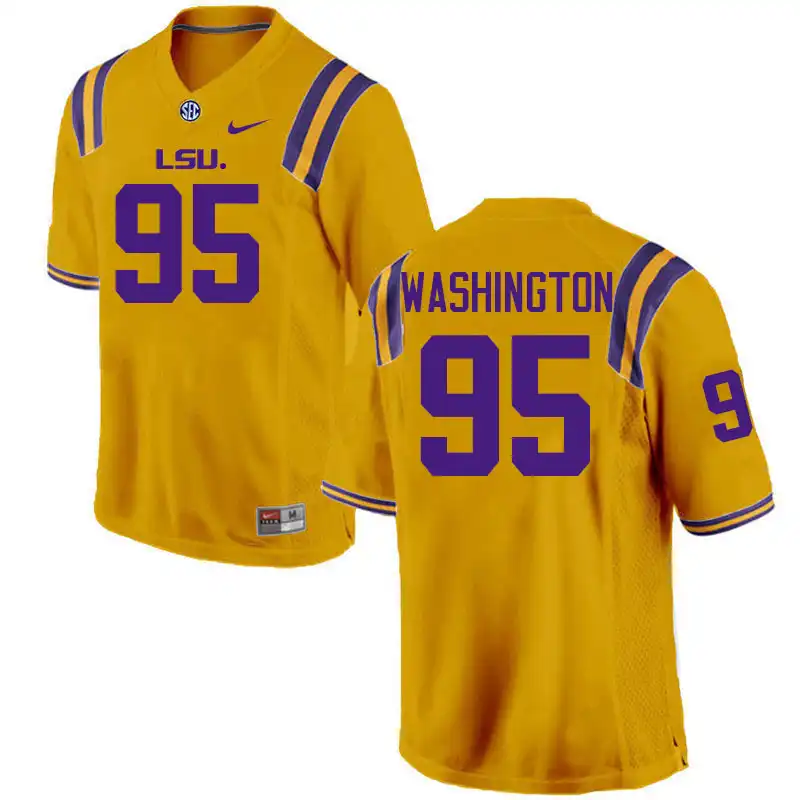 Men's LSU Tigers Shone Washington #95 Gold NCAA Football Jersey